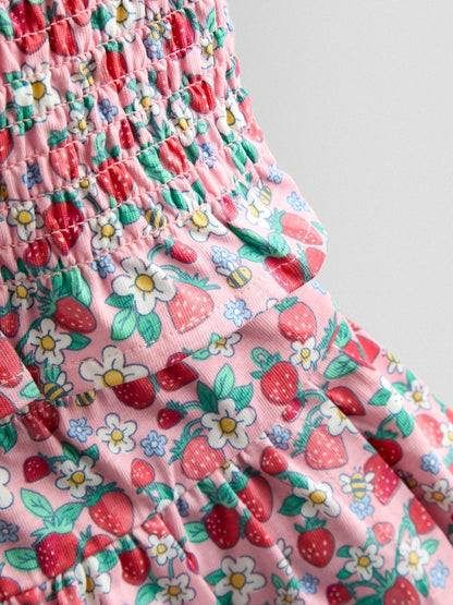 JoJo Maman Bébé Pink Smocked Cap Sleeve Top &amp; Skort Set