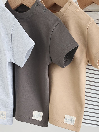 Mono/Neutral Short Sleeve Baby T-Shirts 4 Pack (0mths-2yrs)