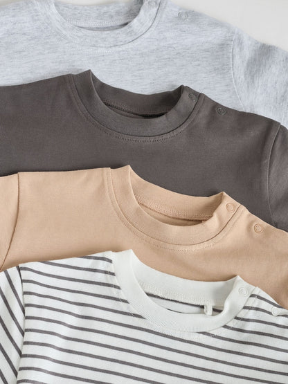 Mono/Neutral Short Sleeve Baby T-Shirts 4 Pack (0mths-2yrs)
