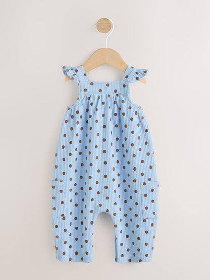 Blue Spot Baby Long Leg Jersey Romper (0mths-3yrs) - Blue Spot / 12-18 Months (80-86cm)
