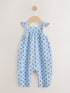 Blue Spot Baby Long Leg Jersey Romper (0mths-3yrs) - Blue Spot / 12-18 Months (80-86cm)