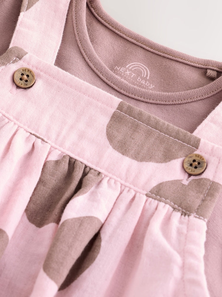 Chocolate Brown Spot Woven Baby Bubble Romper and Bodysuit 2 Piece Set (0mths-2yrs)