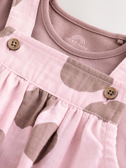 Chocolate Brown Spot Woven Baby Bubble Romper and Bodysuit 2 Piece Set (0mths-2yrs)