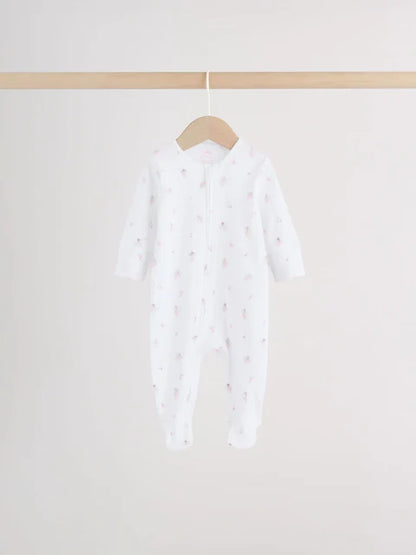 Pink Two Way Zip Baby Sleepsuit 4 Pack (0mths-2yrs)