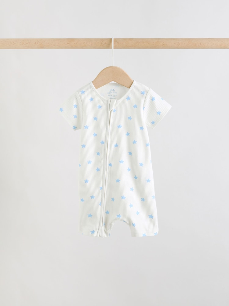 Blue Two Way Zip Baby Rompers 3 Pack (0mths-3yrs)