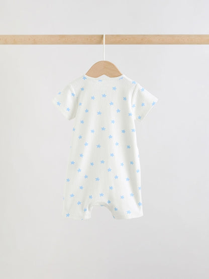 Blue Two Way Zip Baby Rompers 3 Pack (0mths-3yrs)