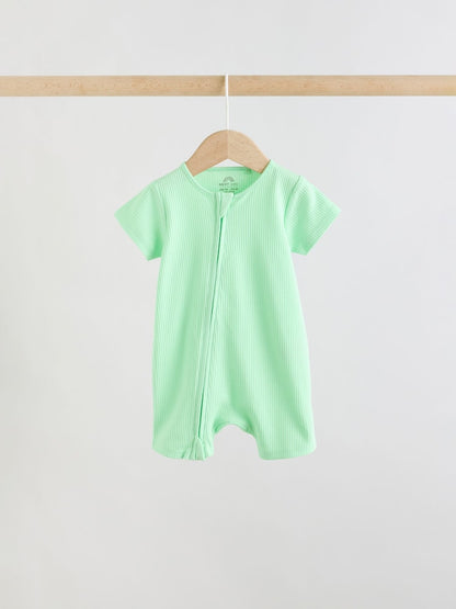 Blue Two Way Zip Baby Rompers 3 Pack (0mths-3yrs)