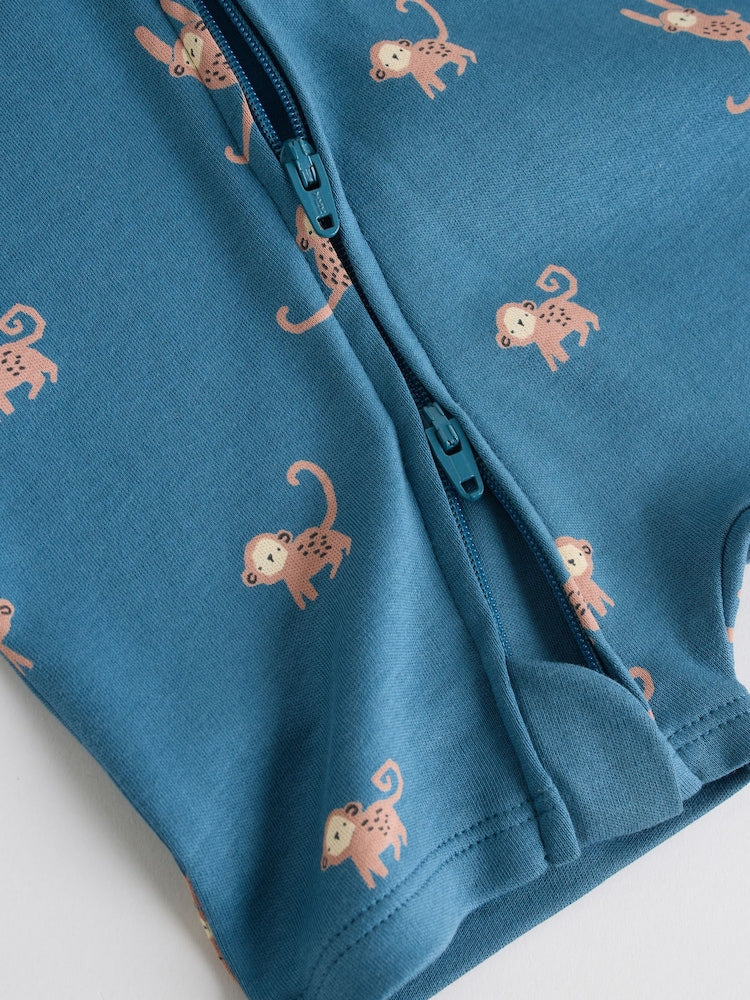 Teal Blue Two Way Zip Baby Rompers 3 Pack (0mths-3yrs) - Size 50cm (First Size)