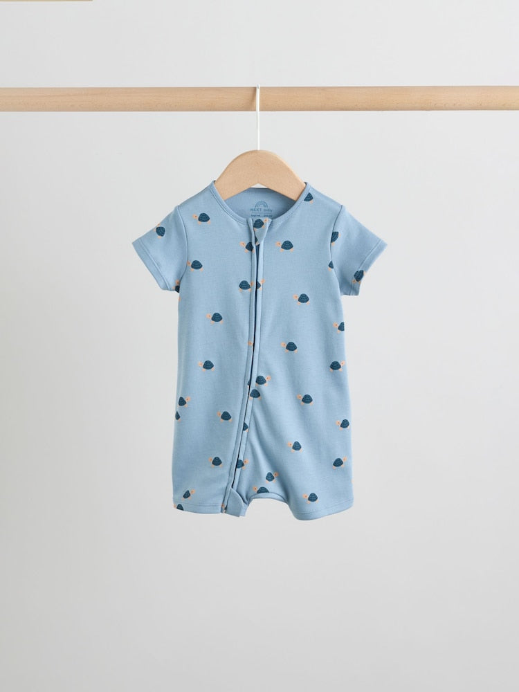 Teal Blue Two Way Zip Baby Rompers 3 Pack (0mths-3yrs) - Size 50cm (First Size)
