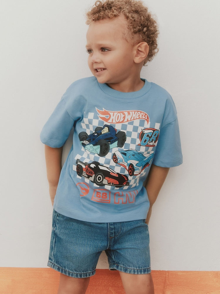 Blue Hot Wheels Short Sleeve T-Shirt (9mths-8yrs) - Blue / 7 - 8 Years (122 - 128cm)