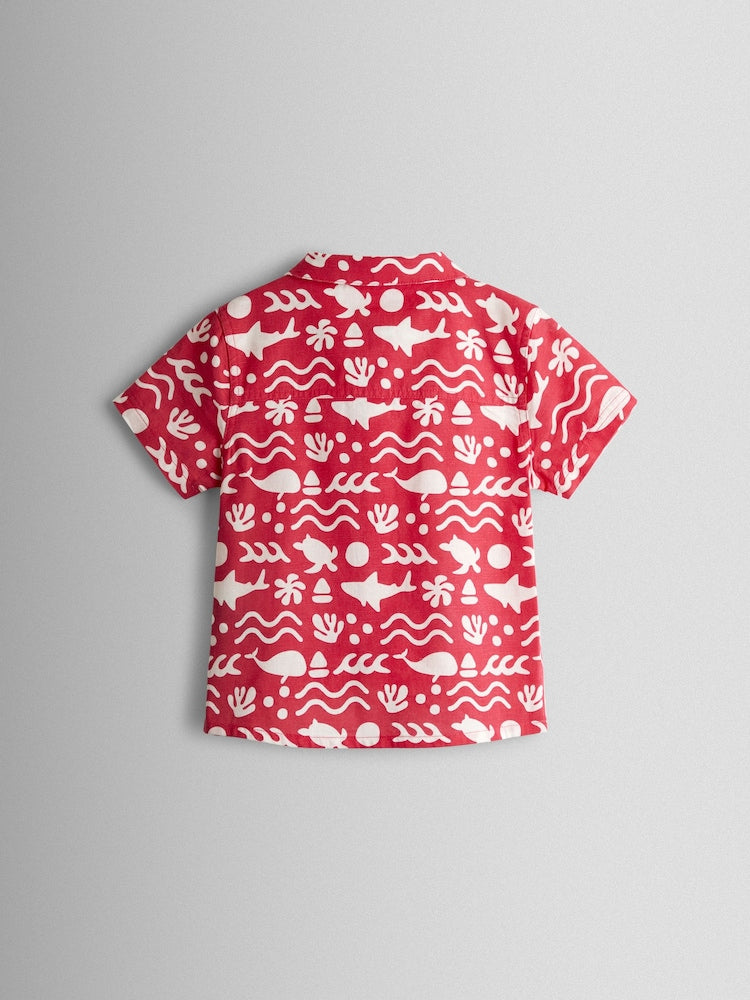 JoJo Maman Bébé Red Ocean 2-Piece Shirt &amp; Short Set
