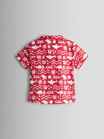 JoJo Maman Bébé Red Ocean 2-Piece Shirt &amp; Short Set