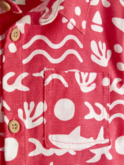 JoJo Maman Bébé Red Ocean 2-Piece Shirt &amp; Short Set