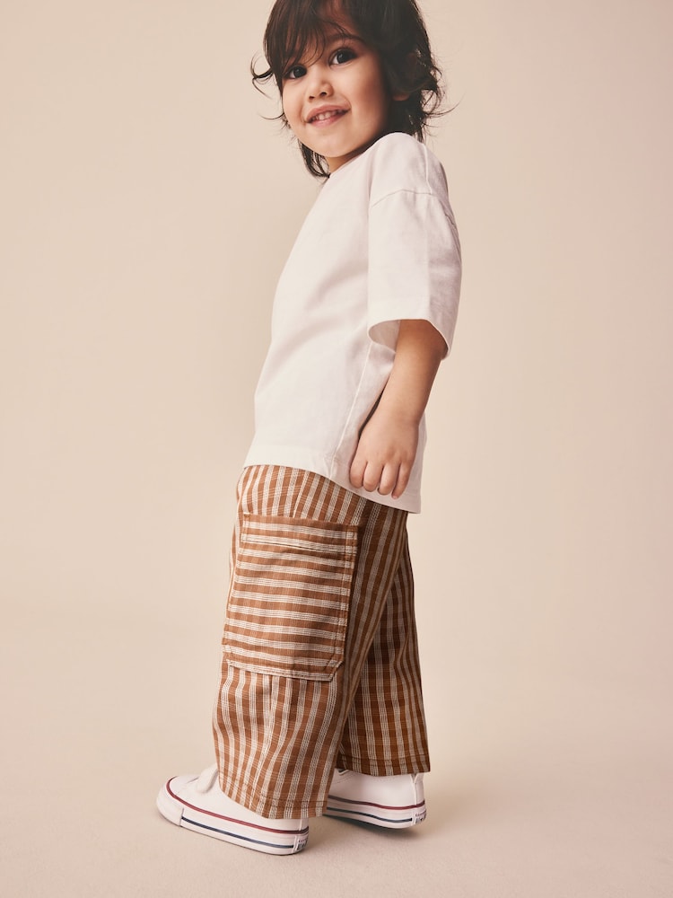Rust Brown Print Side Pocket Wide Trousers (3mths-7yrs) - Rust Brown Print / 12-18 Months (80-86cm)