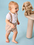 JoJo Maman Bébé Natural 2-Piece Grandad Shirt & Shorts Set