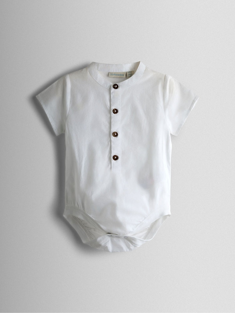 JoJo Maman Bébé Natural 2-Piece Grandad Shirt &amp; Shorts Set