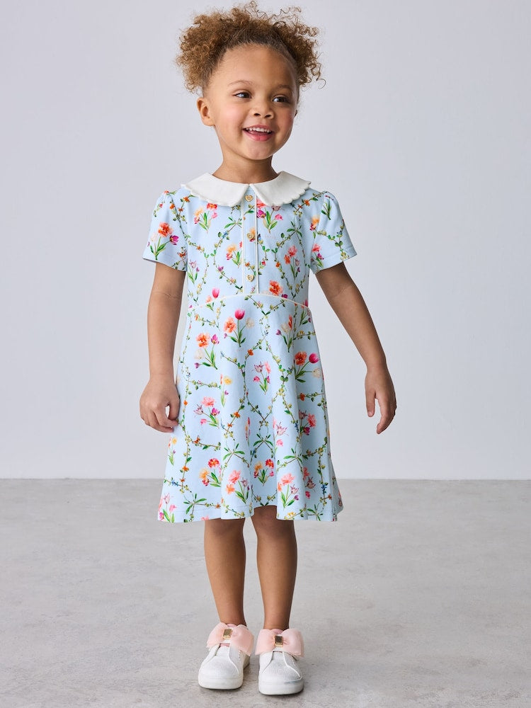 Baker by Ted Baker Blue Trellis Print Floral Ponte Dress