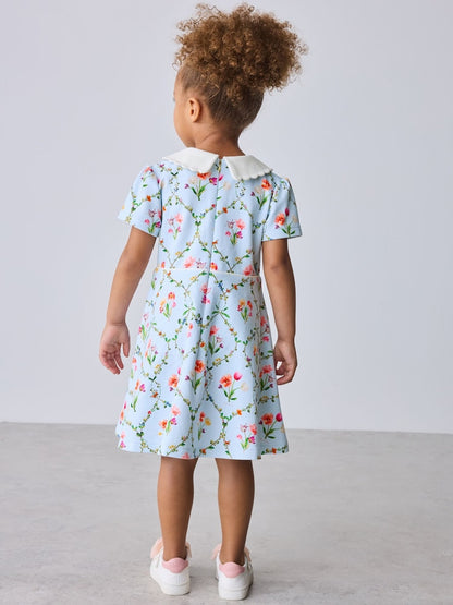 Baker by Ted Baker Blue Trellis Print Floral Ponte Dress