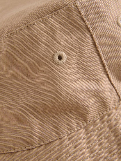 Cement Brown Cotton Canvas Bucket Hat (3mths-16yrs)