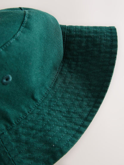 Green Cotton Canvas Bucket Hat (3mths-16yrs)