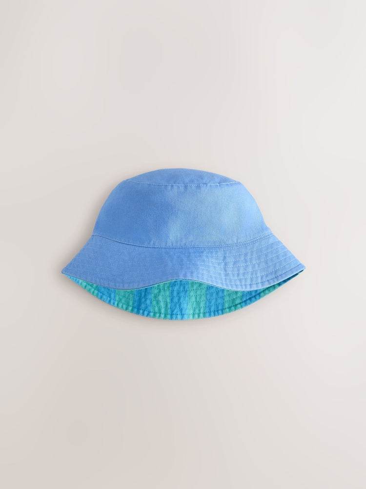 Blue/Green Reversible Bucket Hat (3mths-16yrs) - Size 3-9 Months (62-74cm)