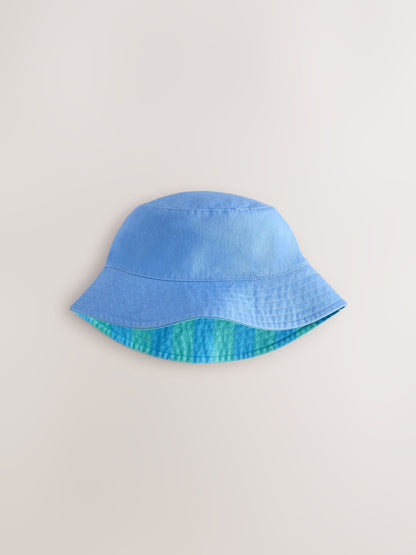 Blue/Green Reversible Bucket Hat (3mths-16yrs) - Size 3-9 Months (62-74cm)