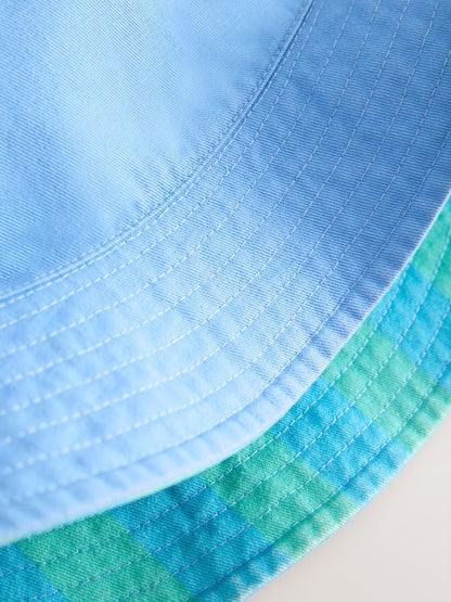 Blue/Green Reversible Bucket Hat (3mths-16yrs) - Size 3-9 Months (62-74cm)