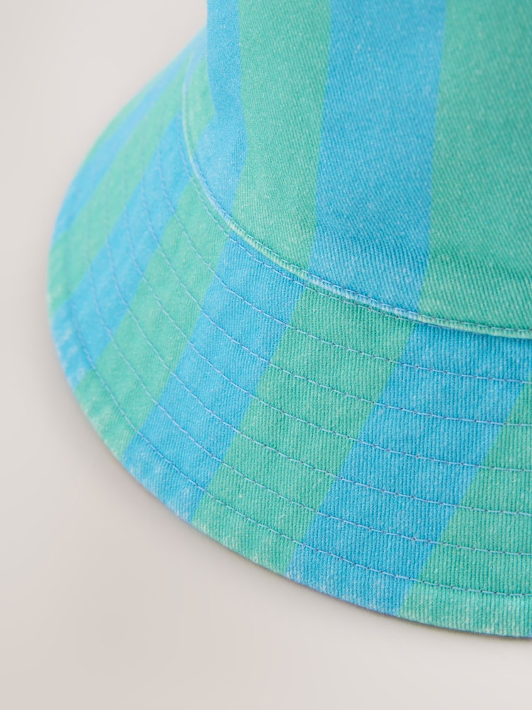 Blue/Green Reversible Bucket Hat (3mths-16yrs) - Size 3-9 Months (62-74cm)