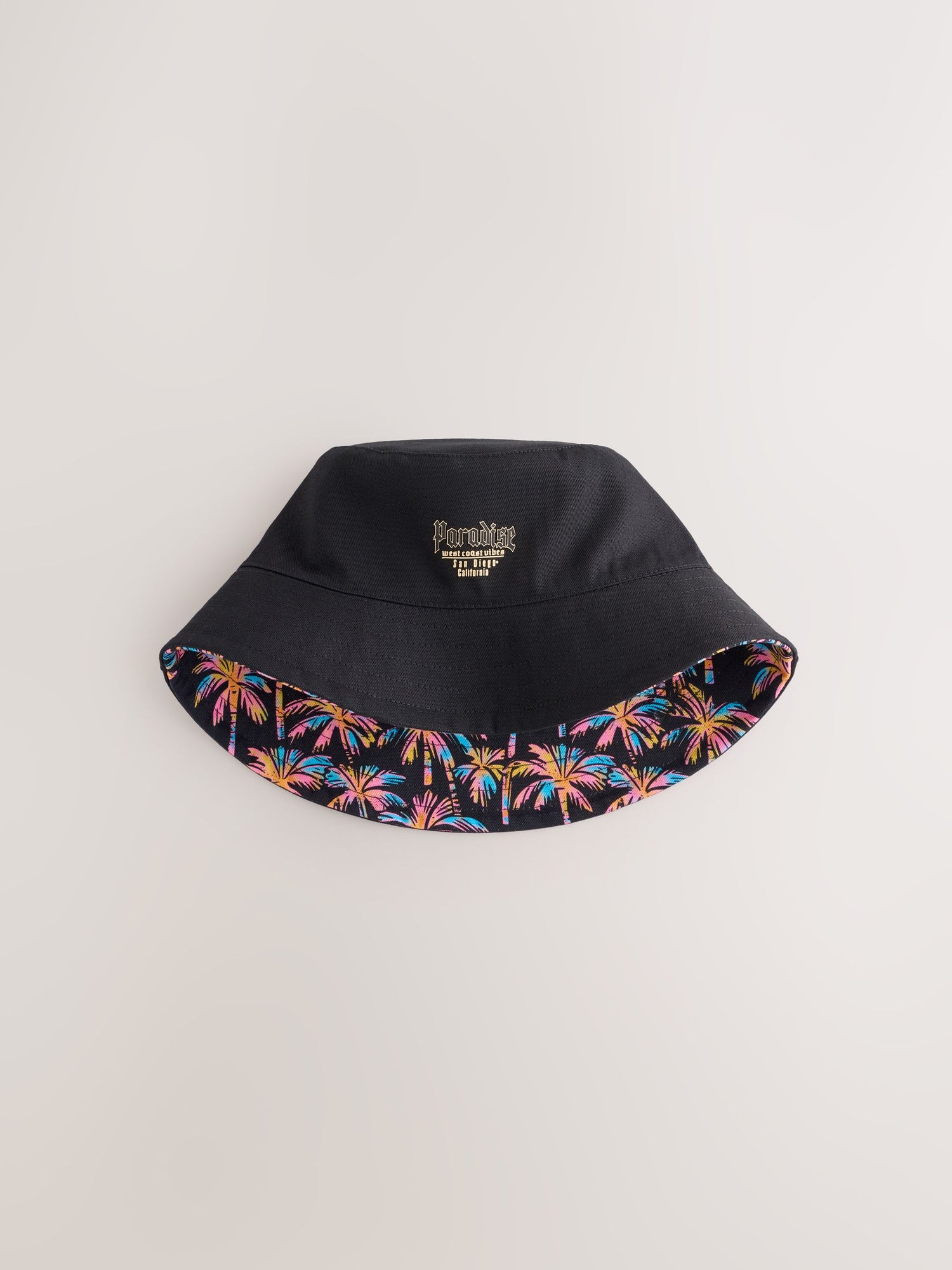 Black Multi Palm Trees Reversible Bucket Hat (1-16yrs) - Size 1-2 Years (80-92cm)