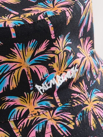 Black Multi Palm Trees Reversible Bucket Hat (1-16yrs) - Size 1-2 Years (80-92cm)