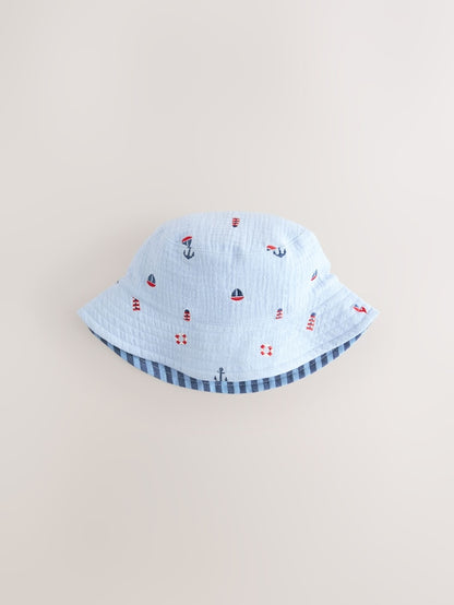 Blue Boats Cap Bucket Hats 2 Pack (3mths-10yrs) - Size 3-9 Months (62-74cm)