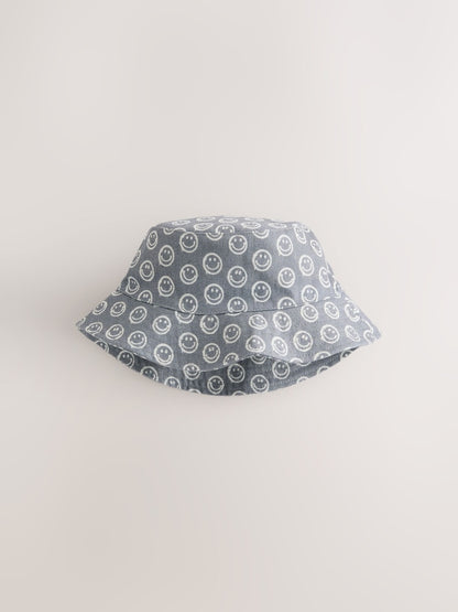 Grey Face/Wavey Stripe Bucket Hats 2 Pack (3mths-13yrs)