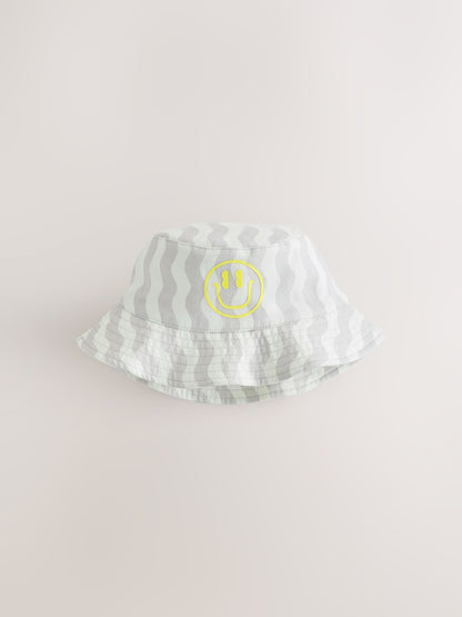 Grey Face/Wavey Stripe Bucket Hats 2 Pack (3mths-13yrs)