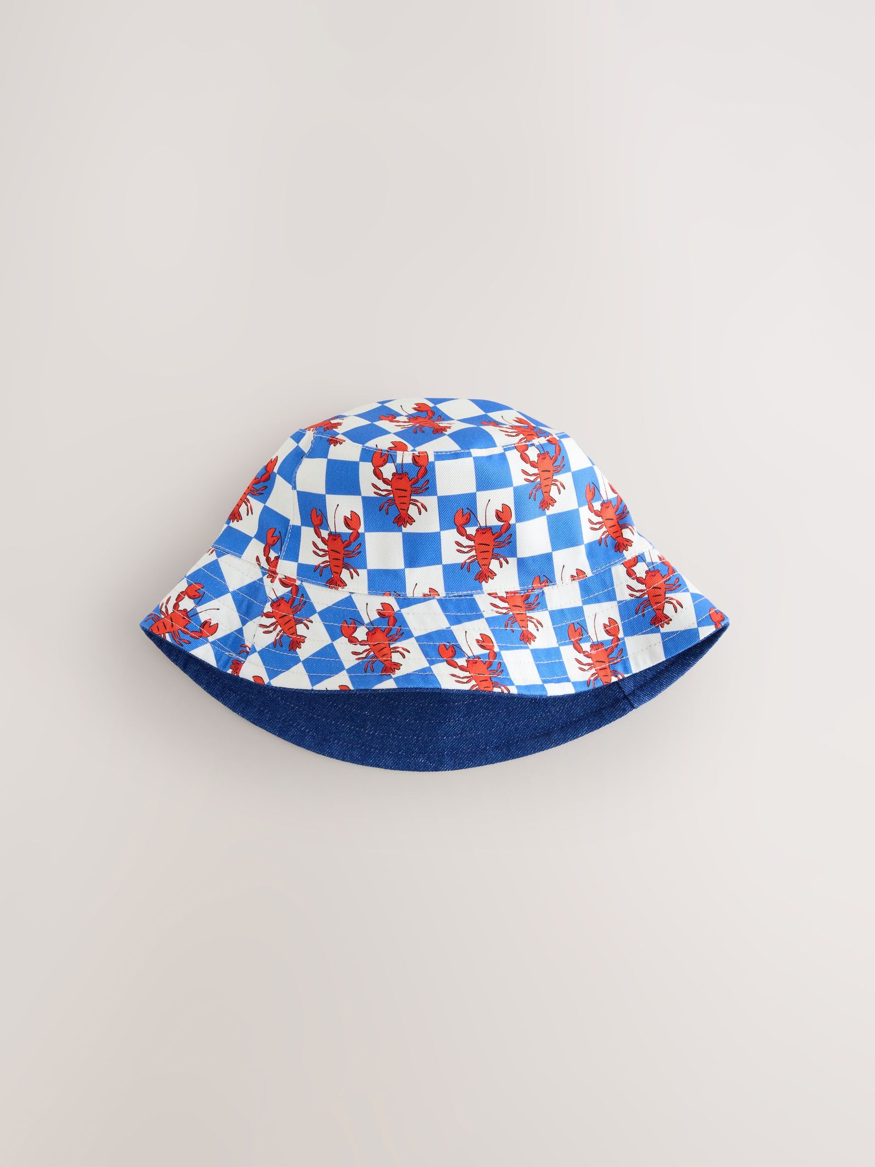 Red/White/Blue Lobster Reversible Bucket Hat (3mths-16yrs) - Size 3-9 Months (62-74cm)