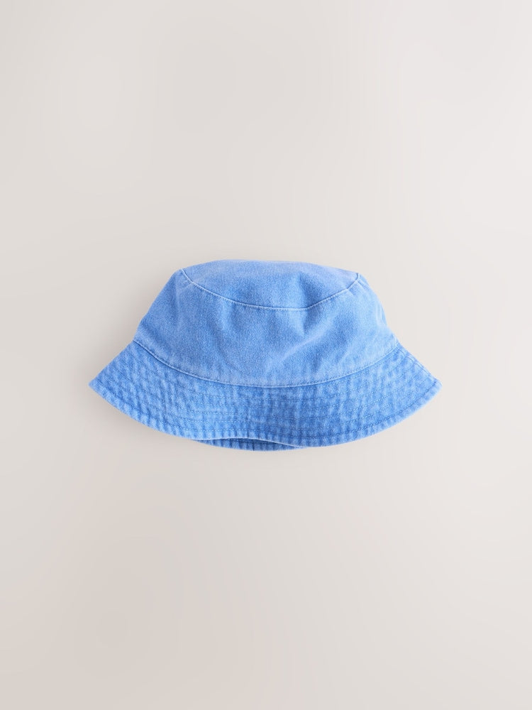 Blue Cotton Canvas Bucket Hat (3mths-13yrs) - 10-11 Years (140-146cm)
