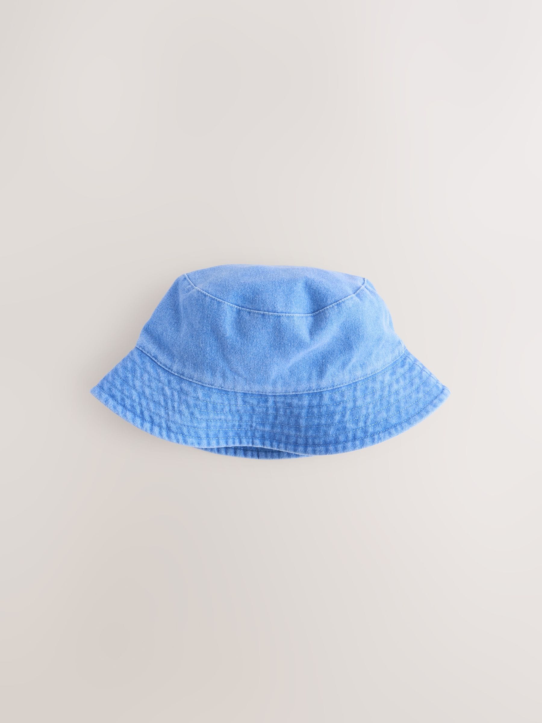 Blue Cotton Canvas Bucket Hat (3mths-13yrs) - Size 3-9 Months (62-74cm) - Default 1