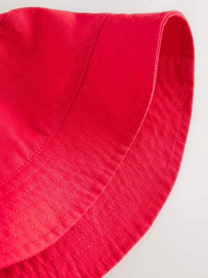 Red Cotton Canvas Bucket Hat (3mths-16yrs)