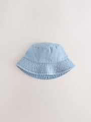 Blue/White Railway Stripe Bucket Hat (3mths-13yrs) - Size 3-9 Months (62-74cm)