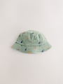 Khaki Green All-Over Embroidered Dinosaur Bucket Hat (3mths-10yrs) - Size 3-9 Months (62-74cm)