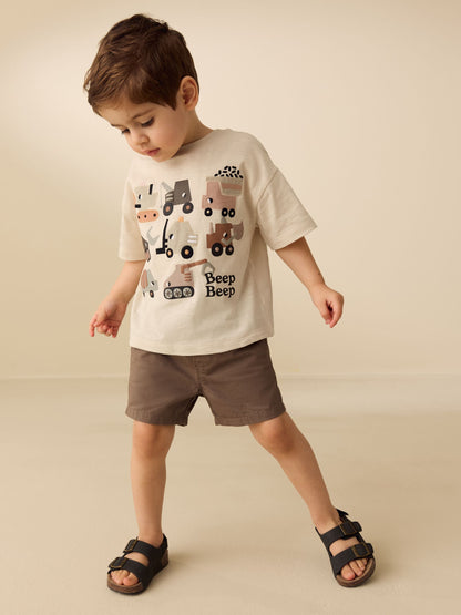 White Neutral Diggers Short Sleeve Appliqué T-Shirt (3mths-7yrs) - Size 3-6 Months (62-68cm)