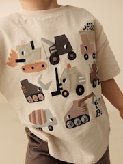 White Neutral Diggers Short Sleeve Appliqué T-Shirt (3mths-7yrs) - Size 3-6 Months (62-68cm)