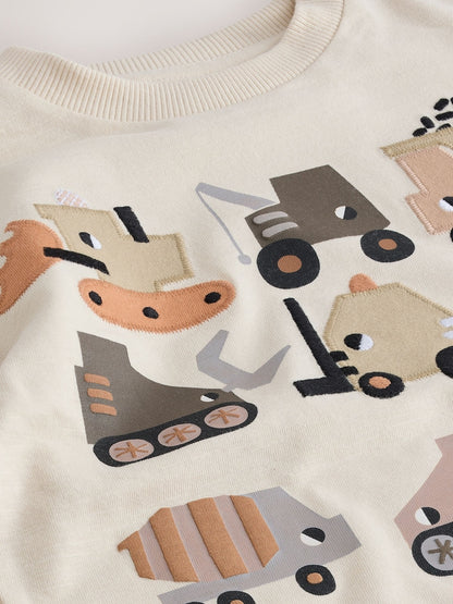 White Neutral Diggers Short Sleeve Appliqué T-Shirt (3mths-7yrs)