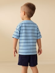 Blue Stripe Sealife Boat Short Sleeve Interactive T-Shirt (3mths-7yrs) - Size 3-6 Months (62-68cm)