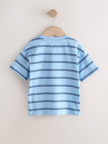Blue Stripe Sealife Boat Short Sleeve Interactive T-Shirt (3mths-7yrs) - Size 3-6 Months (62-68cm)