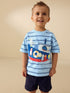 Blue Stripe Sealife Boat Short Sleeve Interactive T-Shirt (3mths-7yrs) - Size 3-6 Months (62-68cm) - Blue Stripe Sealife Boat