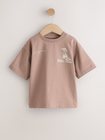 Neutral / Tan Wild Vibes Tiger Short Sleeve Back Print T-Shirt (3mths-7yrs)