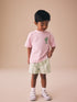 Light Pink/Mint Stripe Short Sleeve T-Shirt & Shorts Set (3mths-7yrs) - Light Pink/Mint Stripe / 12-18 Months (80-86cm)