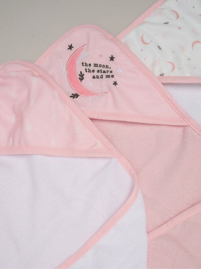 Rock-A-Bye Baby Boutique Pink Hooded Towels 3 Pack - Size One