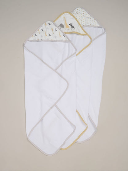 Rock-A-Bye Baby Boutique White Hooded Towels 3 Pack - Size One