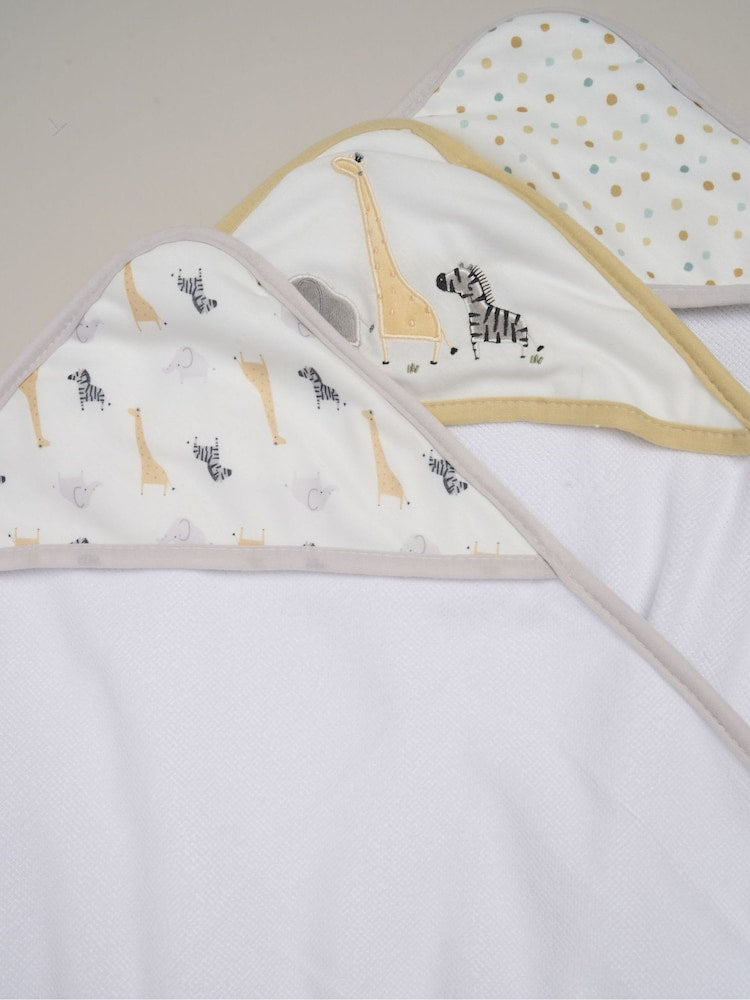 Rock-A-Bye Baby Boutique White Hooded Towels 3 Pack - Size One